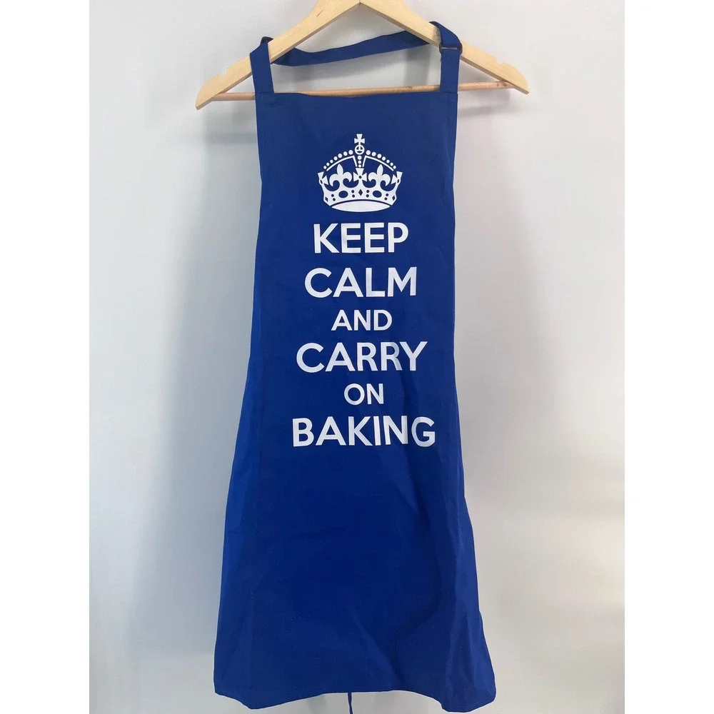 Premier Blue Keep Calm and Carry On Baking Bib Apron Adjustable Neck